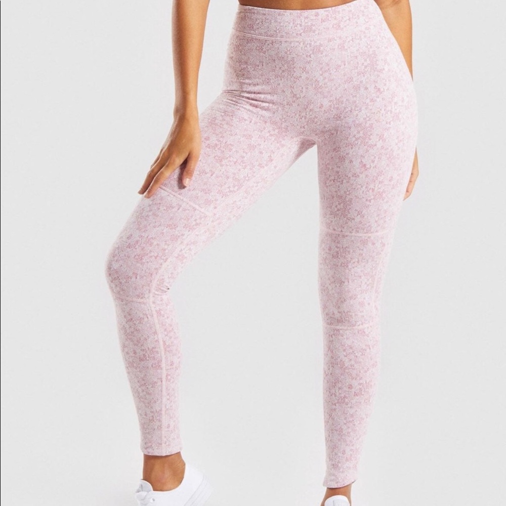 Gymshark fleur texture leggings XS dusty pink marl